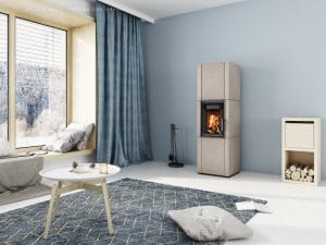 Sálavý kachlový krb Hein Harmony FN strukturované kachle