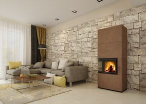 Sálavý kachlový krb Hein Solid L Accum velkoformátové kachle