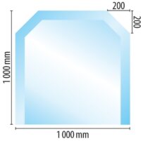 Sklo pod kamna čtverec sešikmený 100/100 cm tl. 10mm