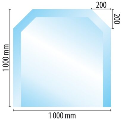 Sklo pod kamna čtverec sešikmený 100/100 cm tl. 10mm