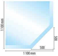 Sklo pod kamna čtverec seříznutý 110/110 cm tl. 10mm