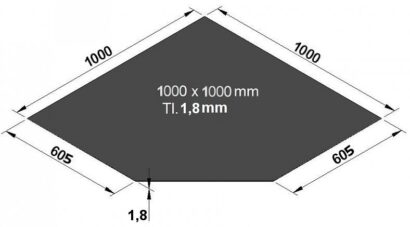 Plech pod kamna seříznutý čtverec 100/100cm tl. 1,8mm Ofenprofi