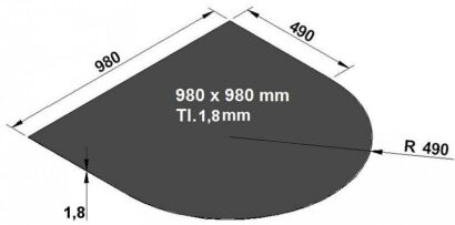 Plech pod kamna půloblouk 98/98cm tl. 1,8mm Ofenprofi